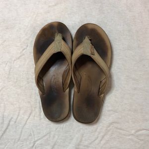 Rainbow Tan Leather Flip Flop Sandals